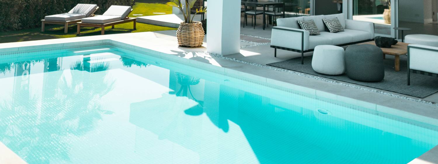 A clean residential pool and deck