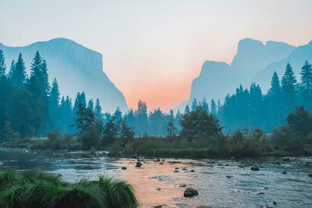 Dawn mist over Yosemite Valley, California