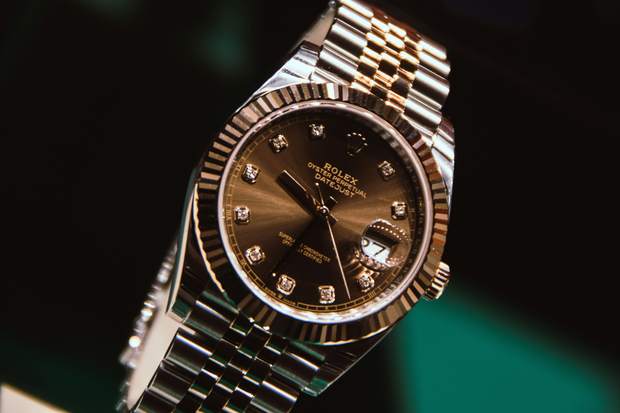 Rolex Datejust, diamond hour markers, Product close-up